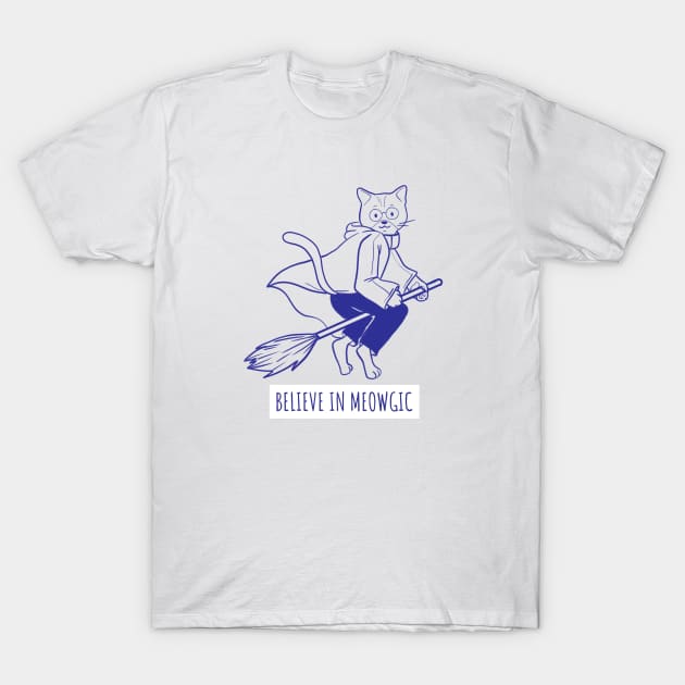 Believe in Meowgic T-Shirt by CatMonkStudios